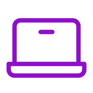 Purple outline of a laptop on a white background