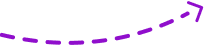 Purple curved arrow with a white outline on a black background